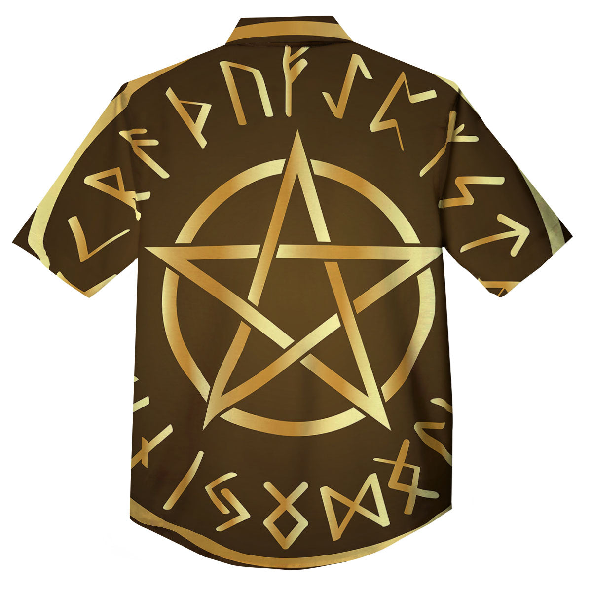 Runes Pentagram Viking Nordic Print Button Up Shirt-grizzshop