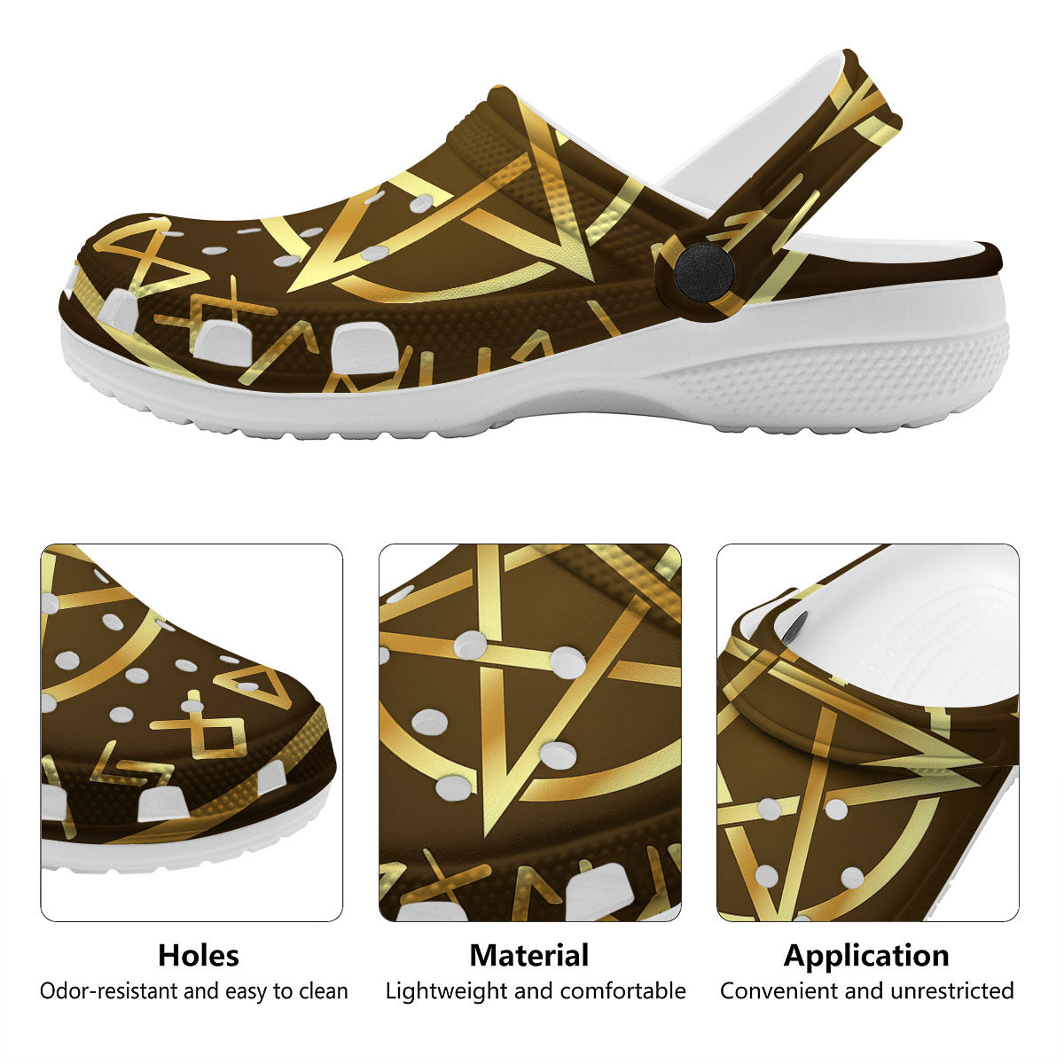 Runes Pentagram Viking Nordic Print Clog-grizzshop