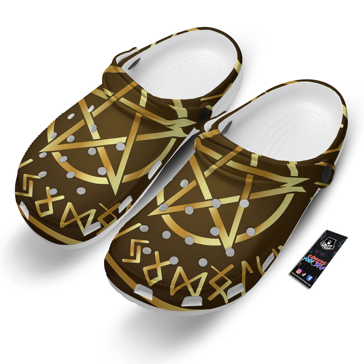 Runes Pentagram Viking Nordic Print Clog-grizzshop