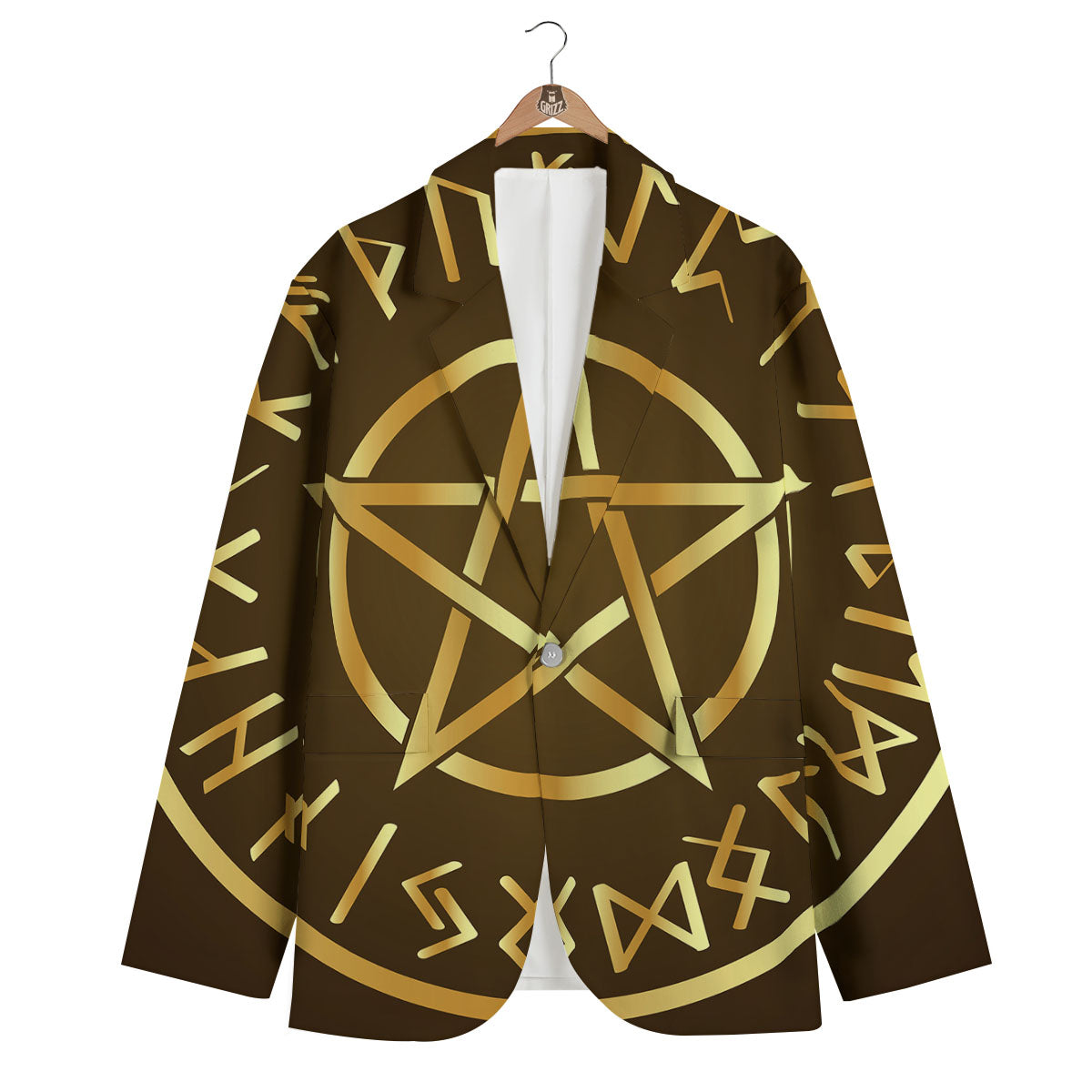 Runes Pentagram Viking Nordic Print Men's Blazer-grizzshop