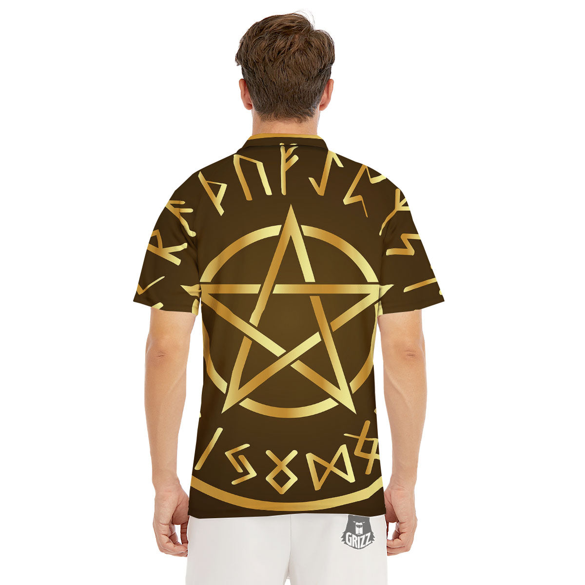 Runes Pentagram Viking Nordic Print Men's Golf Shirts-grizzshop