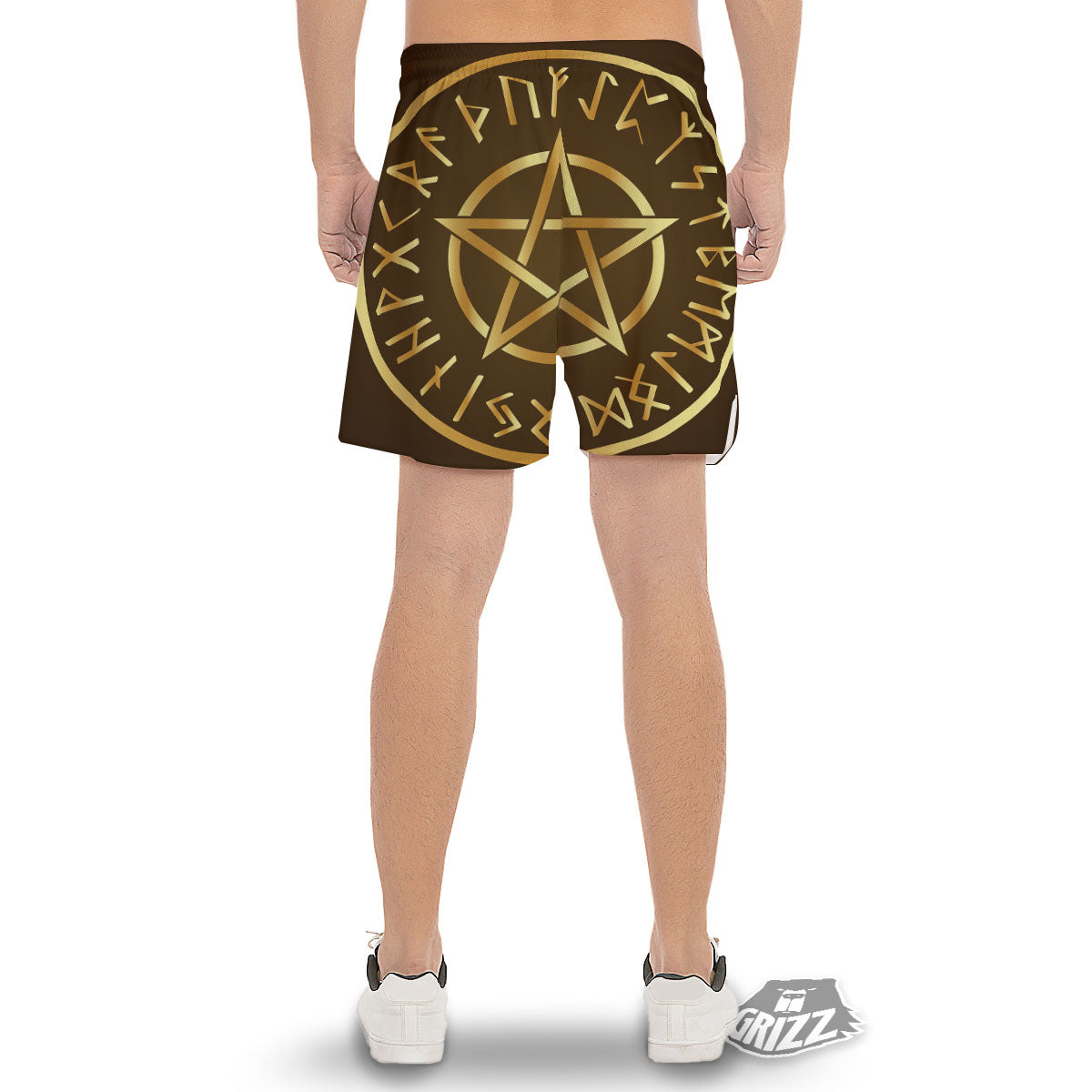 Runes Pentagram Viking Nordic Print Men's Gym Shorts-grizzshop