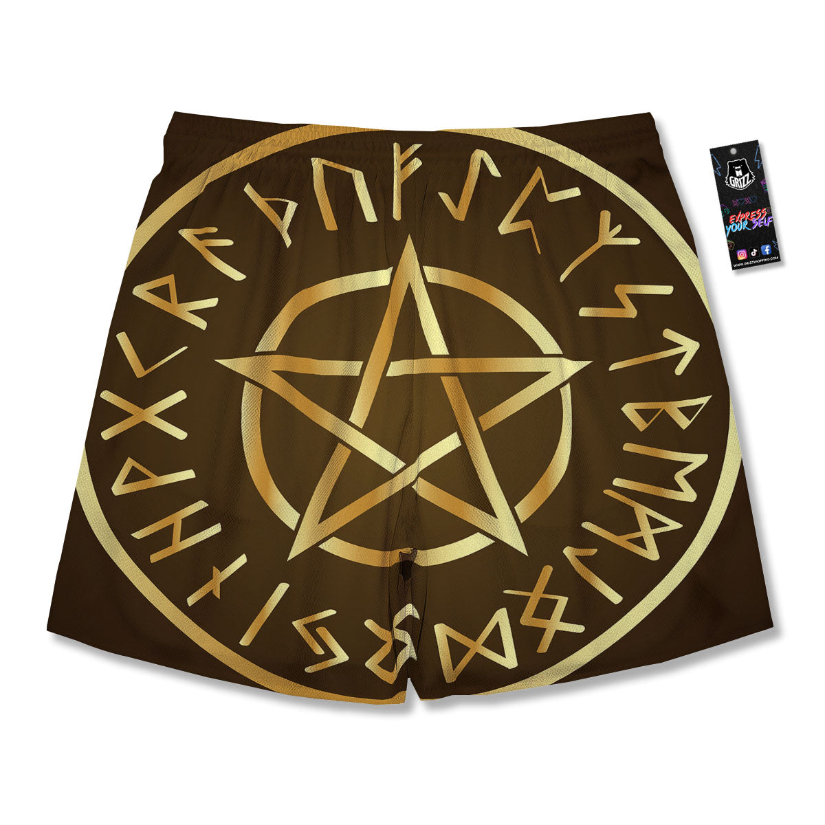 Runes Pentagram Viking Nordic Print Men's Running Shorts-grizzshop