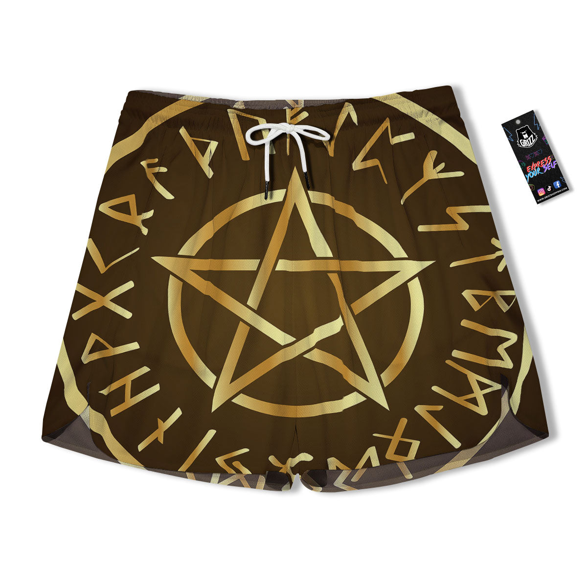 Runes Pentagram Viking Nordic Print Men's Running Shorts-grizzshop