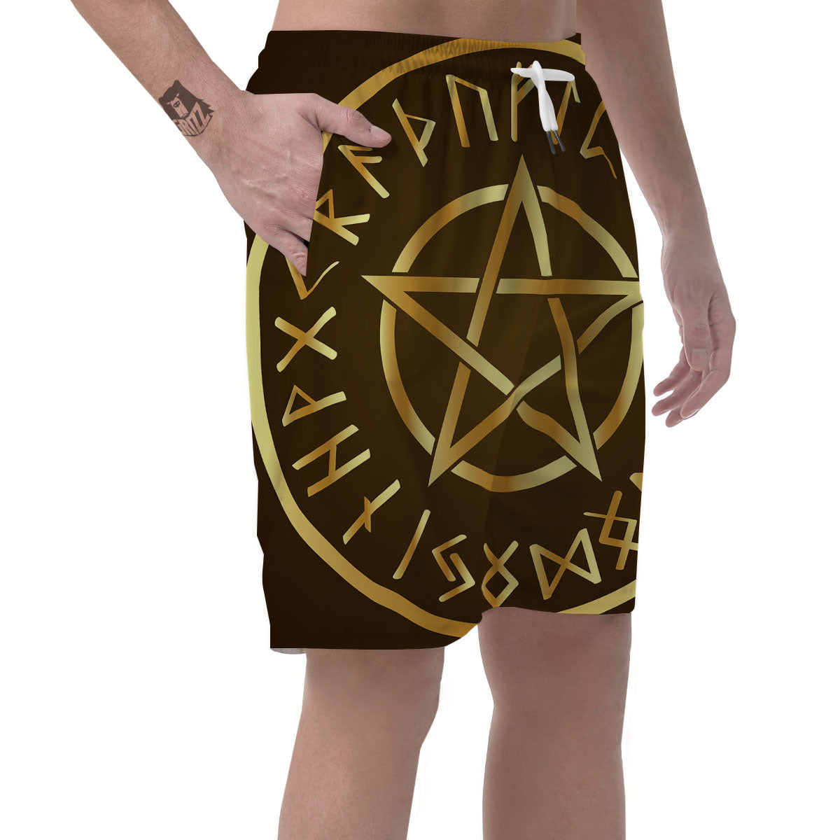 Runes Pentagram Viking Nordic Print Men's Shorts-grizzshop
