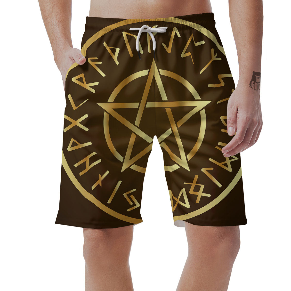 Runes Pentagram Viking Nordic Print Men's Shorts-grizzshop