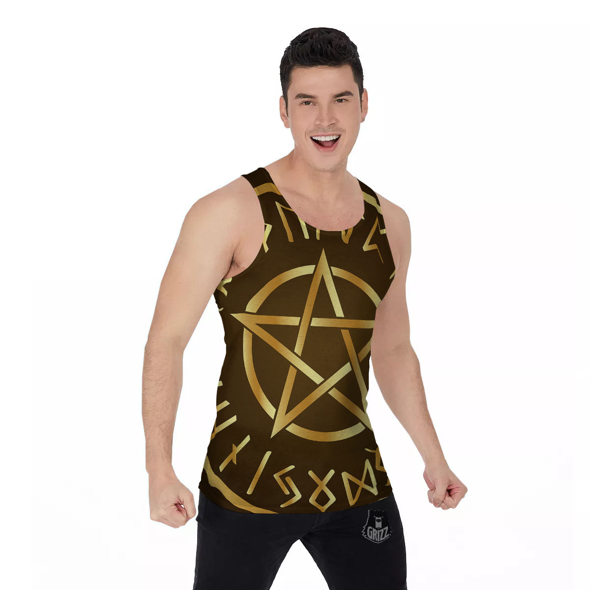 Runes Pentagram Viking Nordic Print Men's Tank Top-grizzshop