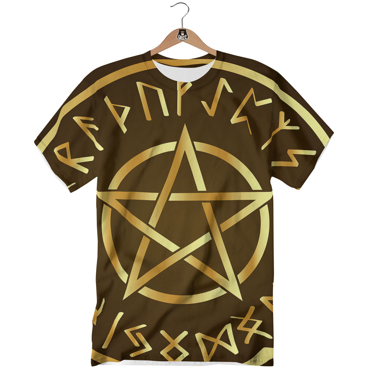 Runes Pentagram Viking Nordic Print T-Shirt-grizzshop