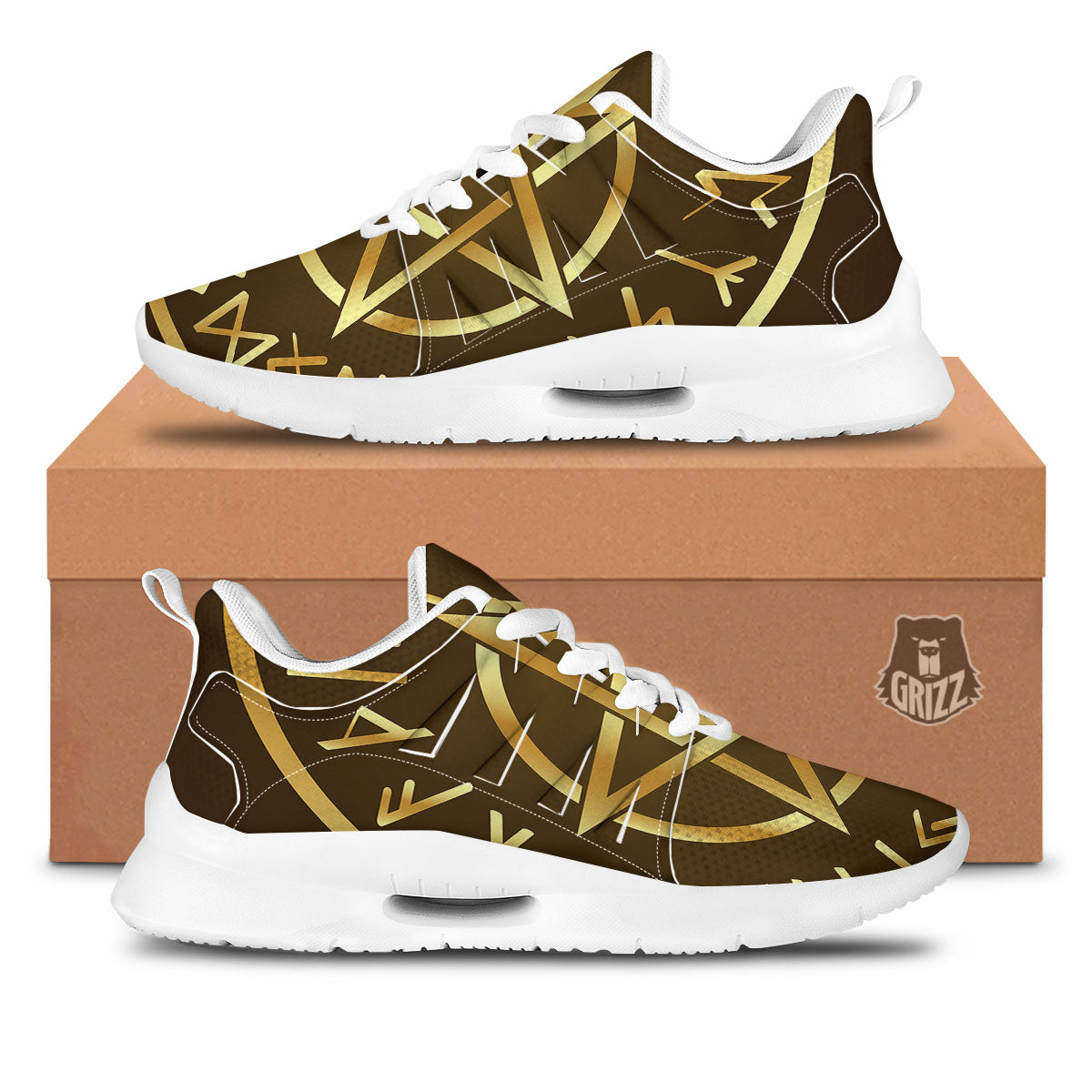 Runes Pentagram Viking Nordic Print Tennis Shoes-grizzshop