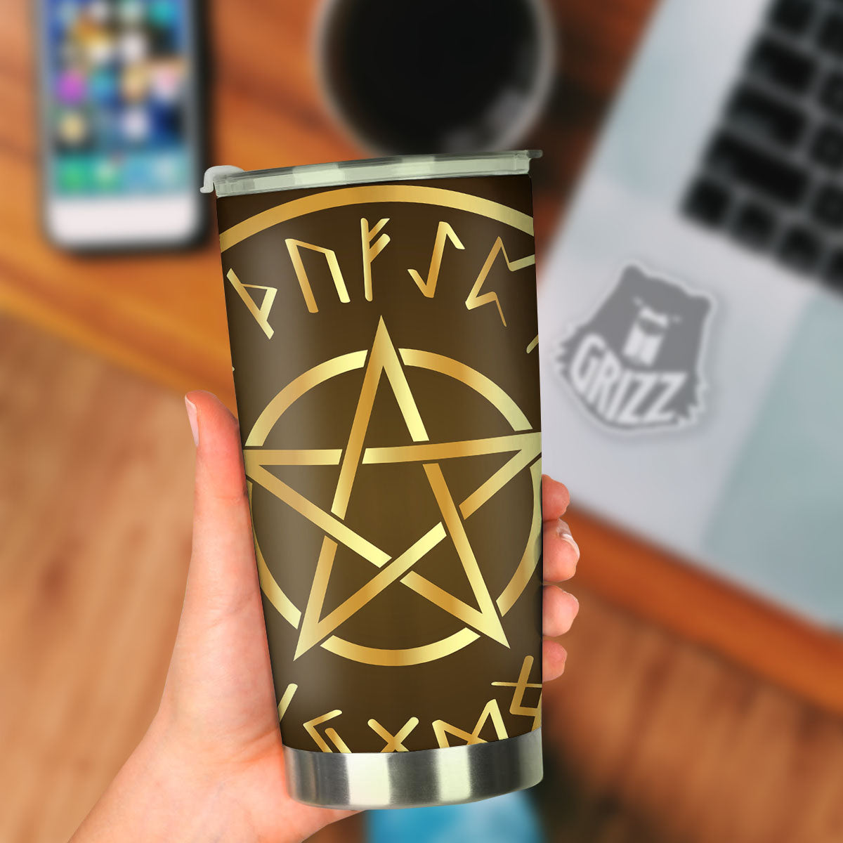 Runes Pentagram Viking Nordic Print Tumbler-grizzshop