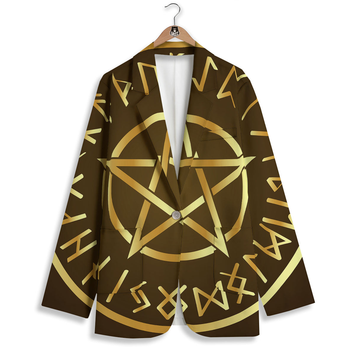 Runes Pentagram Viking Nordic Print Women's Blazer-grizzshop