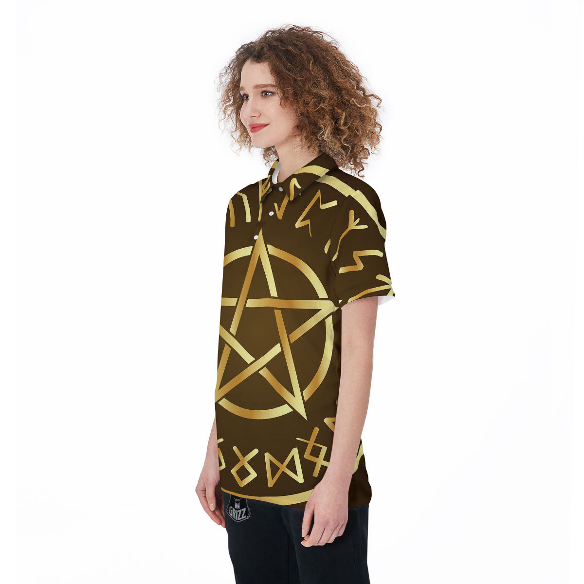 Runes Pentagram Viking Nordic Print Women's Golf Shirts-grizzshop