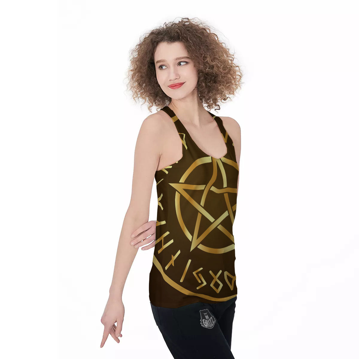 Runes Pentagram Viking Nordic Print Women's Racerback Tank Top-grizzshop