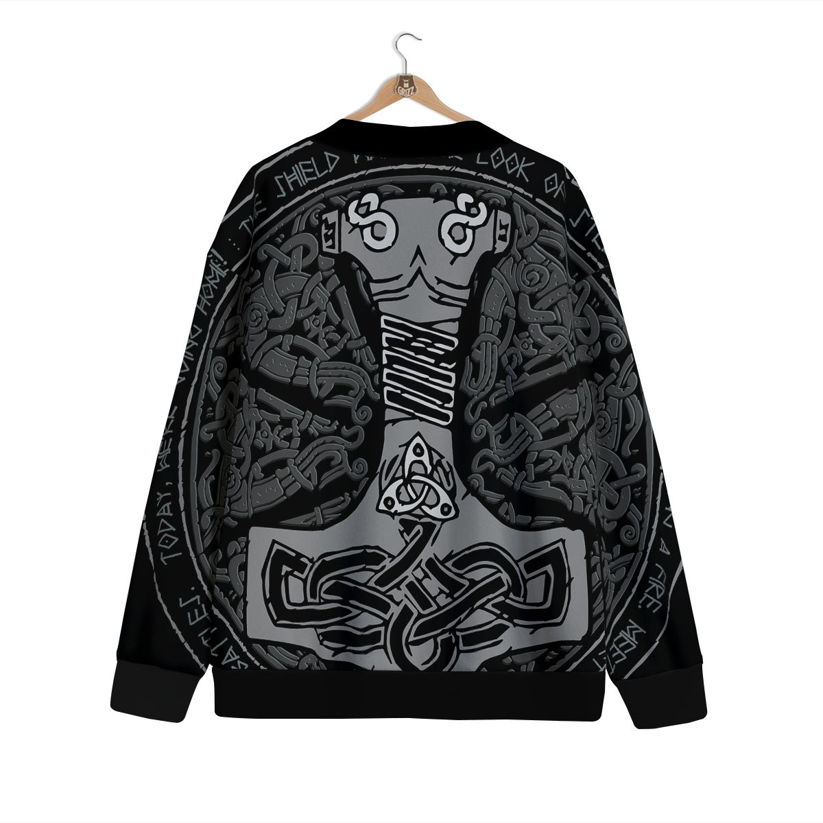 Runes Scandinavian And Mjolnir Print Cardigan-grizzshop