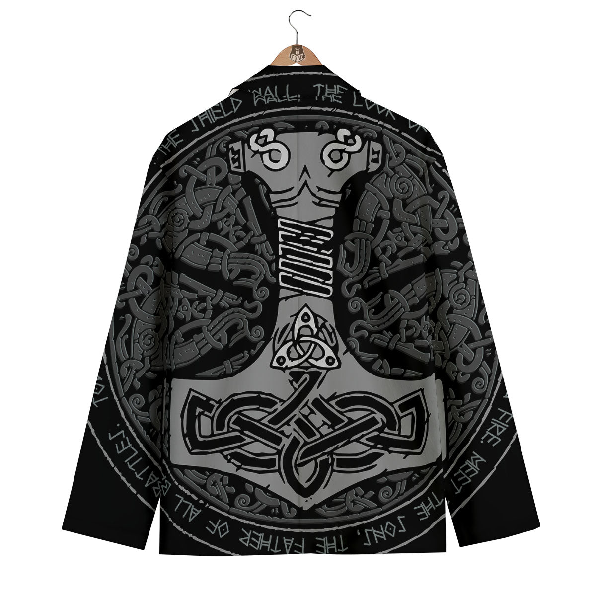 Runes Scandinavian And Mjolnir Print Men's Blazer-grizzshop