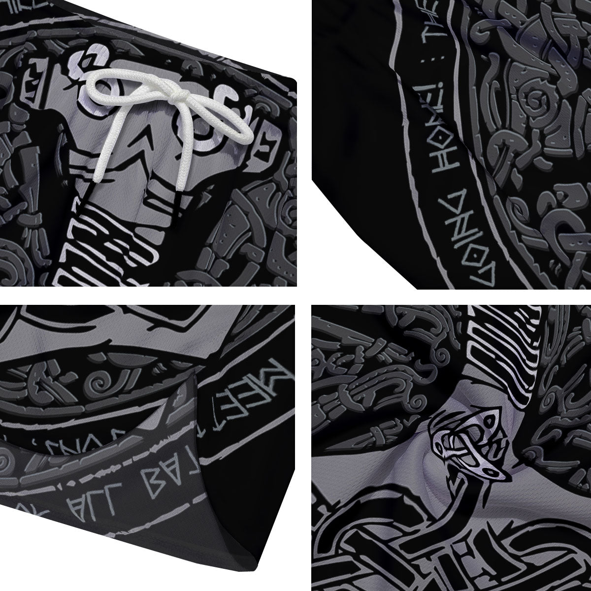 Runes Scandinavian And Mjolnir Print Men's Running Shorts-grizzshop