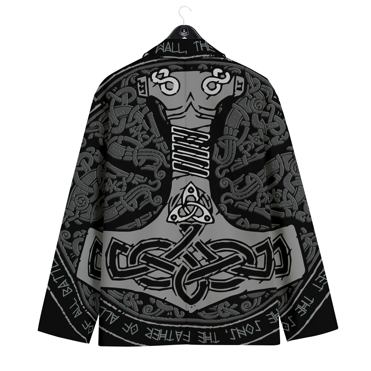 Runes Scandinavian And Mjolnir Print Men's Sport Coat-grizzshop