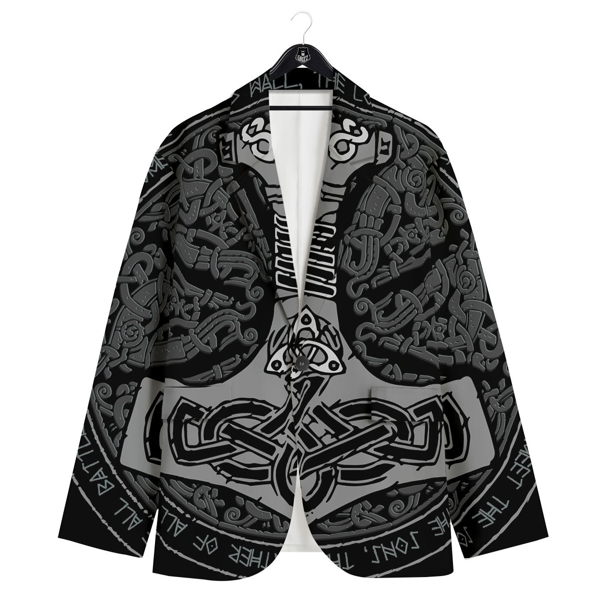 Runes Scandinavian And Mjolnir Print Men's Sport Coat-grizzshop