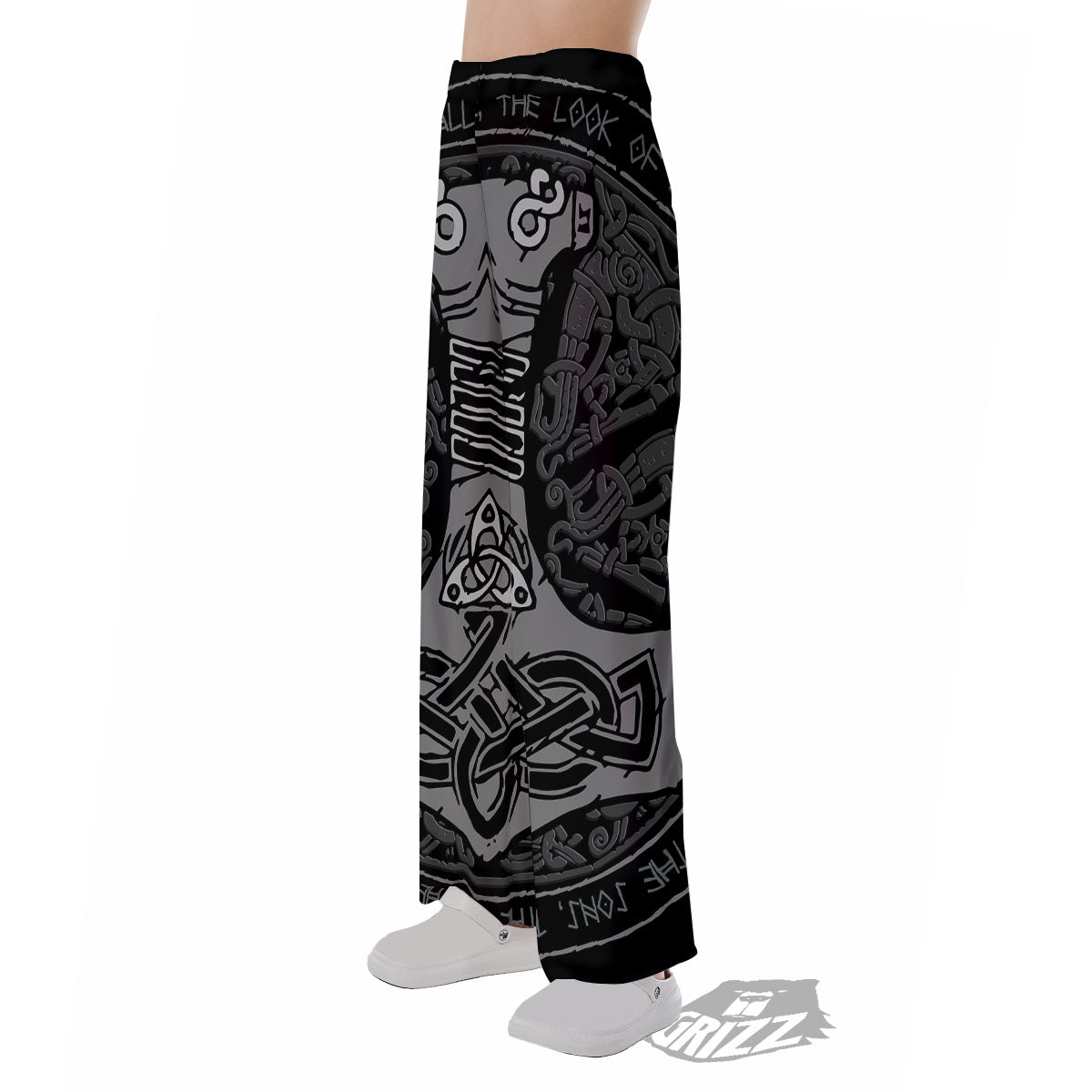 Runes Scandinavian And Mjolnir Print Pajama Pants-grizzshop
