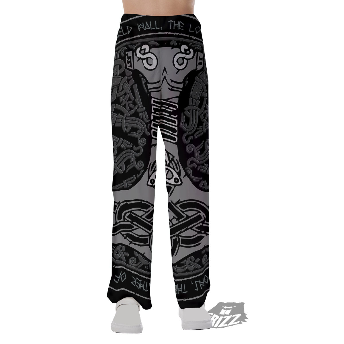 Runes Scandinavian And Mjolnir Print Pajama Pants-grizzshop