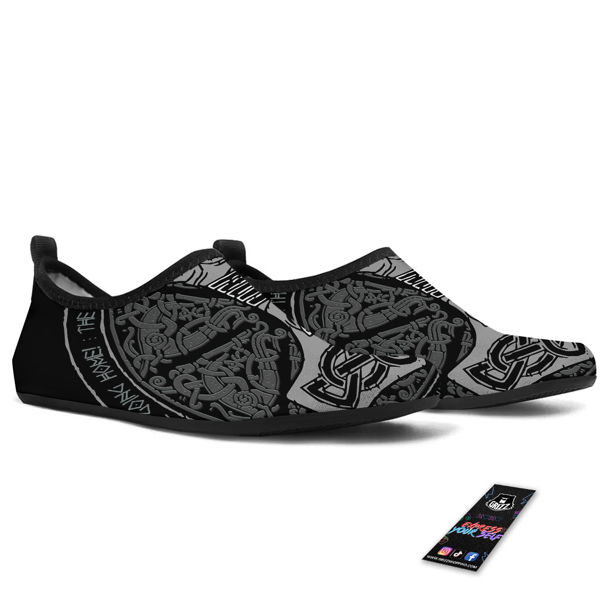 Runes Scandinavian And Mjolnir Print Water Shoes-grizzshop