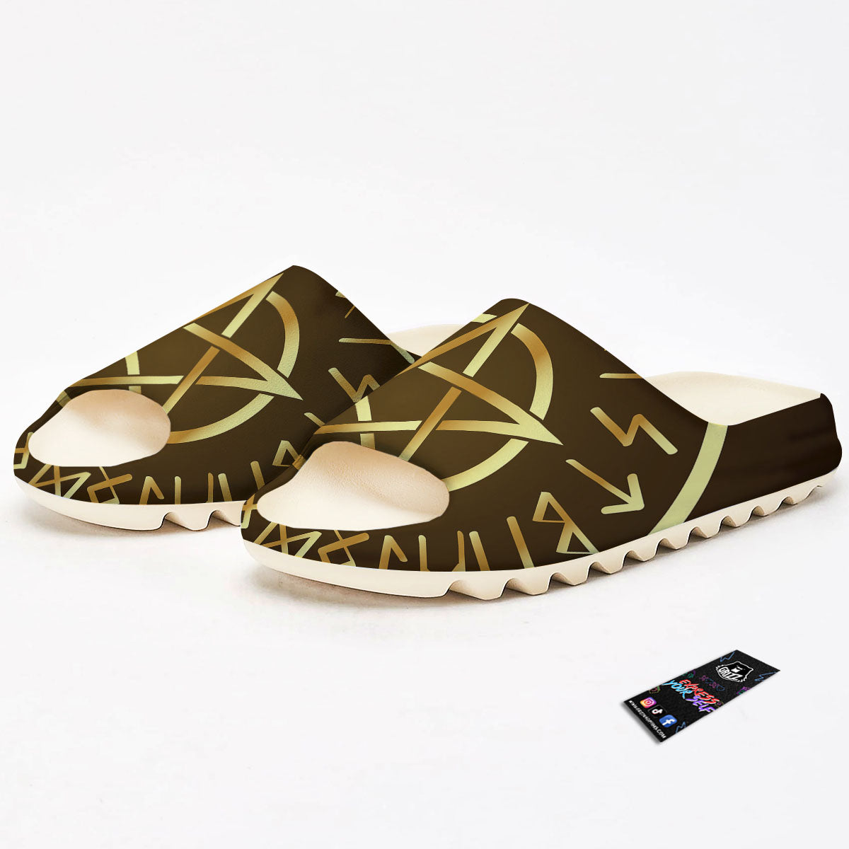 Runes Pentagram Viking Nordic Print Sandals-grizzshop