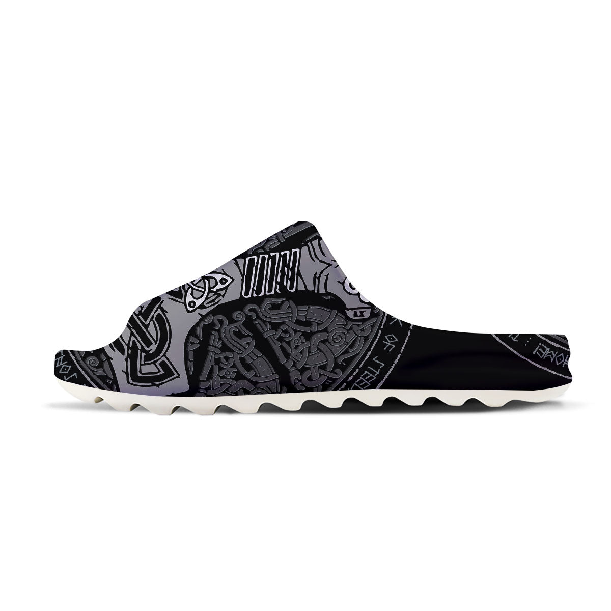 Runes Scandinavian And Mjolnir Print Sandals-grizzshop