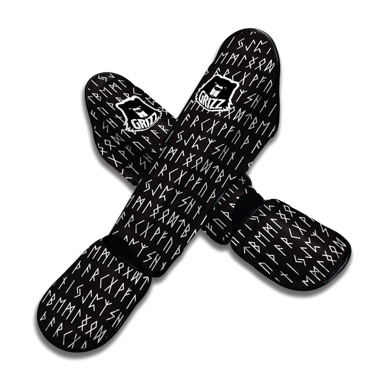 Runic Alphabet Viking Print Muay Thai Shin Guards-grizzshop