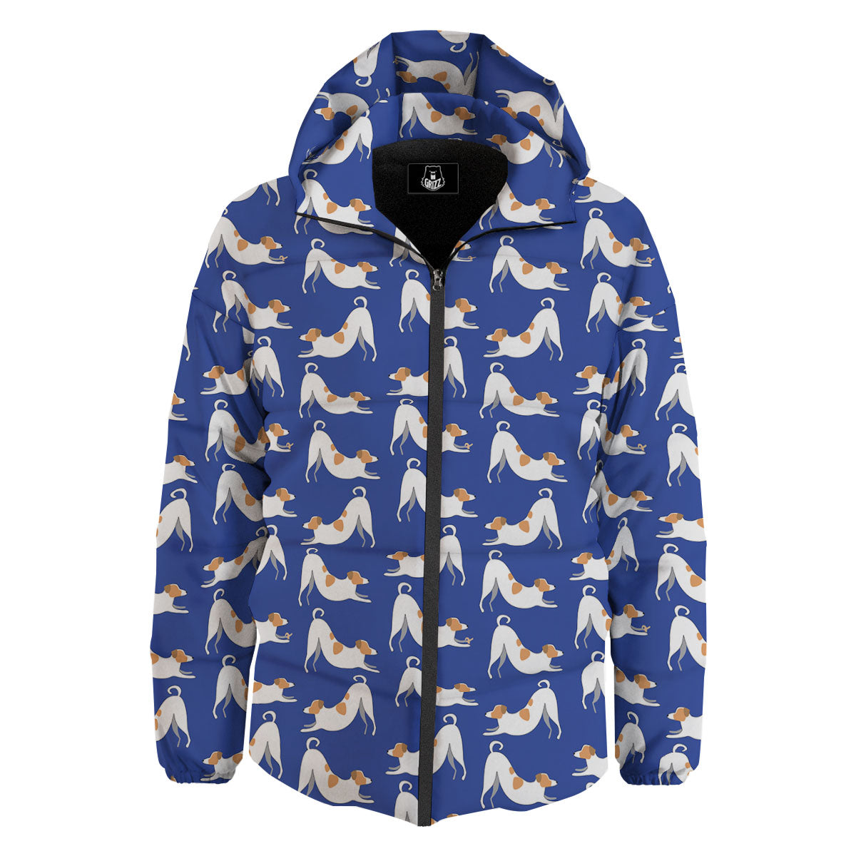 Russell Terrier Blue Jack Print Pattern Down Jacket-grizzshop