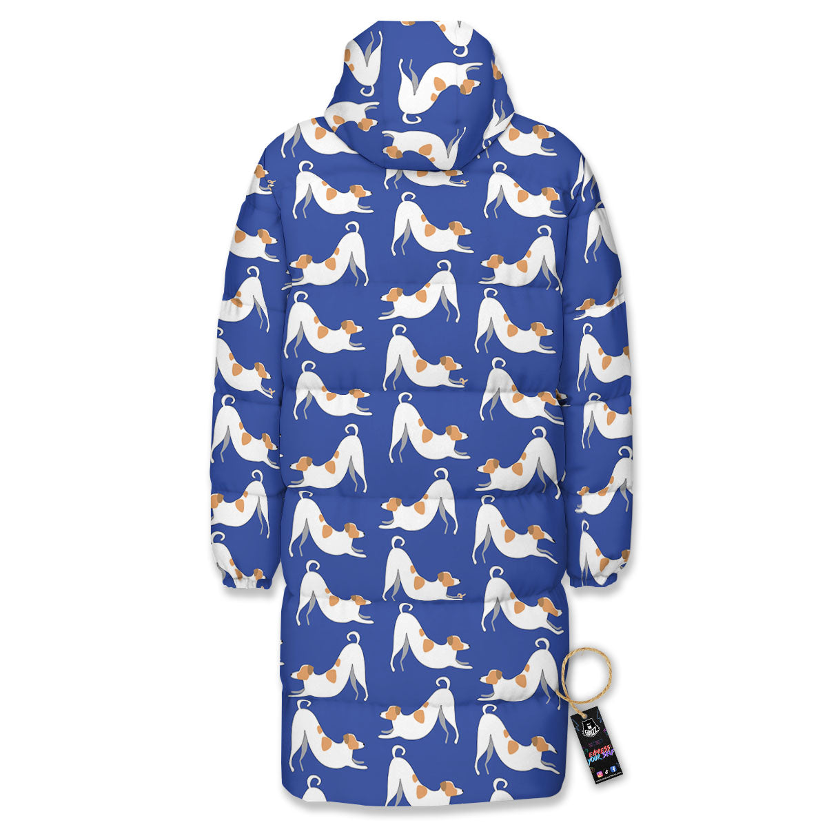 Russell Terrier Blue Jack Print Pattern Long Down Jacket-grizzshop