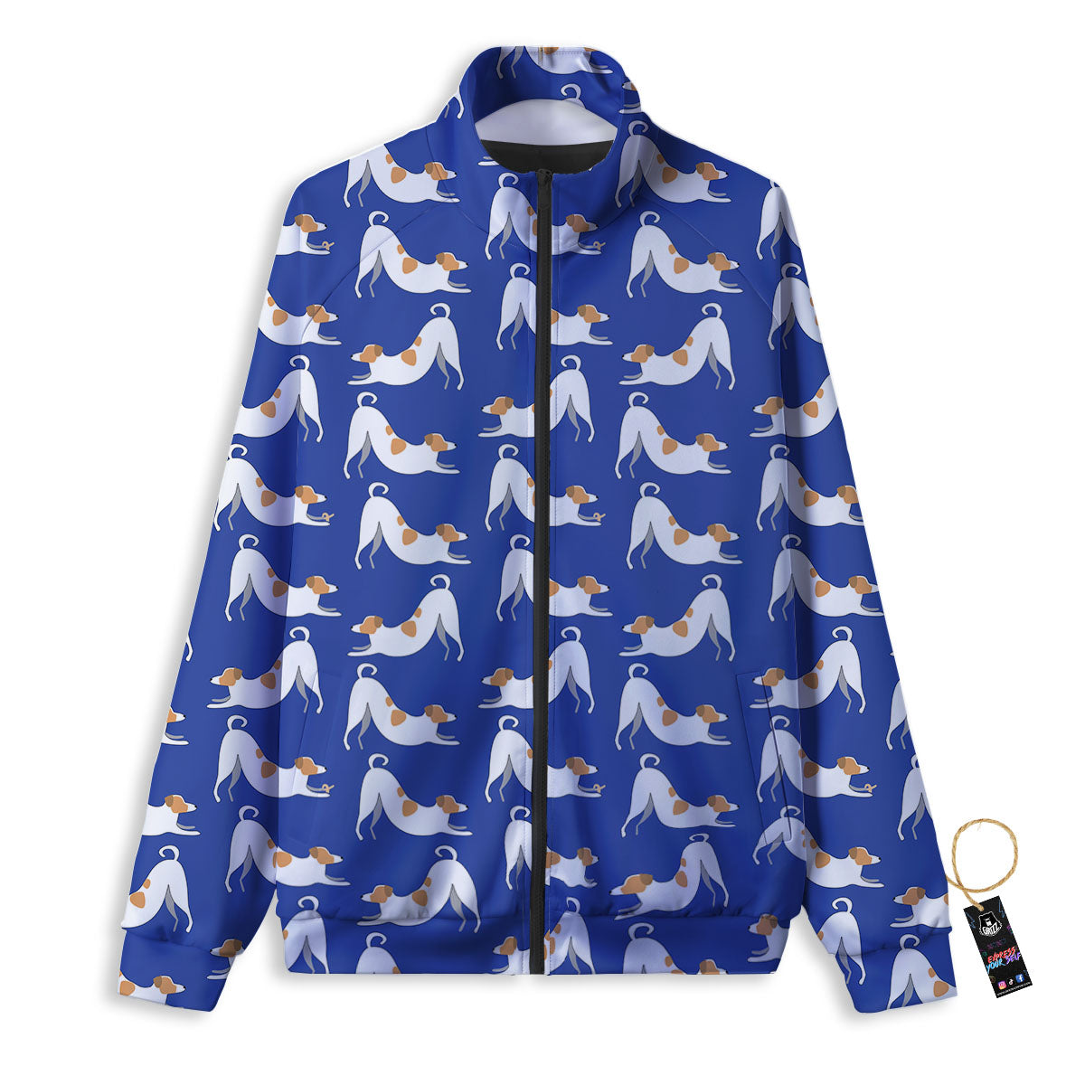 Russell Terrier Blue Jack Print Pattern Track Jacket-grizzshop