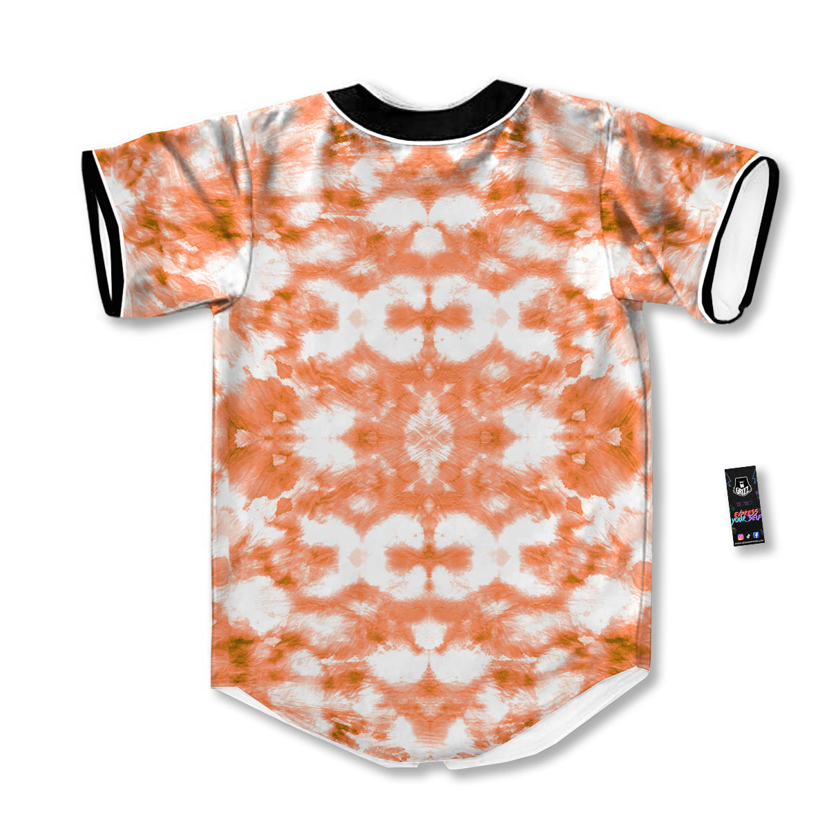 Rusty Tie Dye Orange Watercolor Print Baseball Jersey-grizzshop