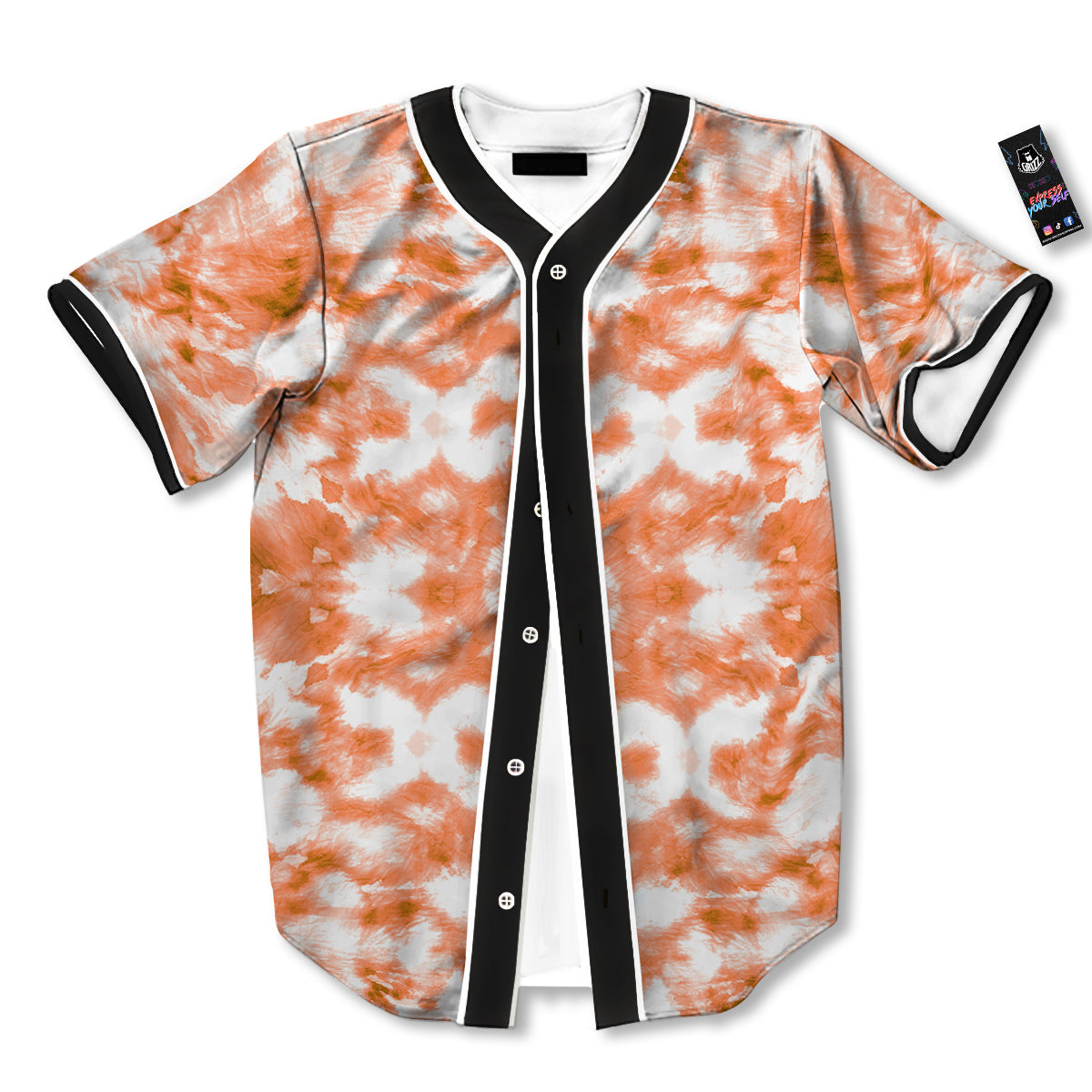Rusty Tie Dye Orange Watercolor Print Baseball Jersey-grizzshop