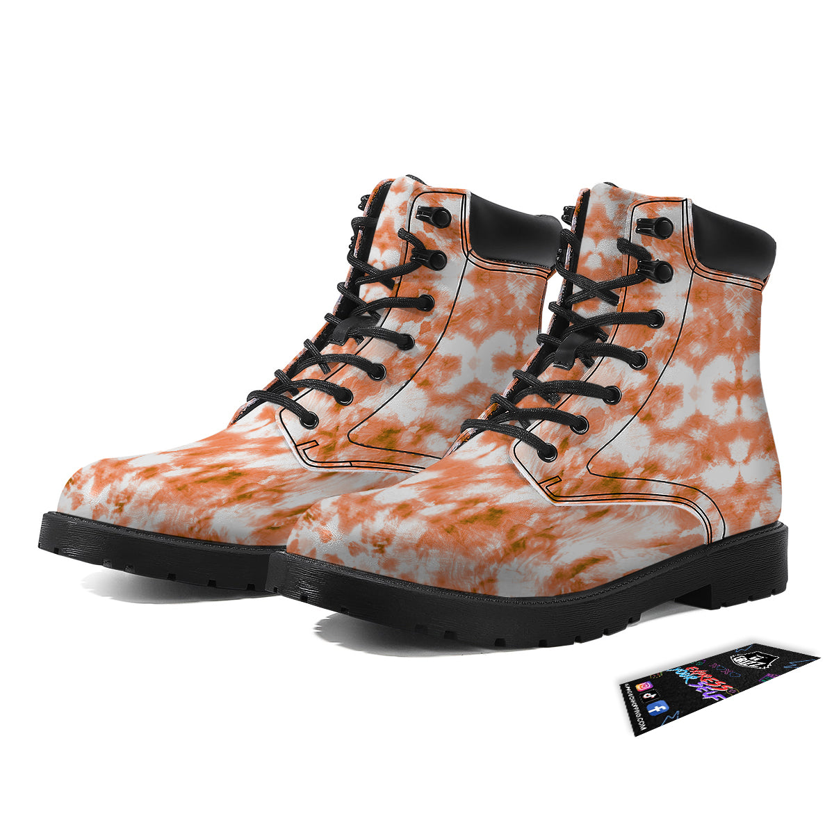 Rusty Tie Dye Orange Watercolor Print Boots-grizzshop