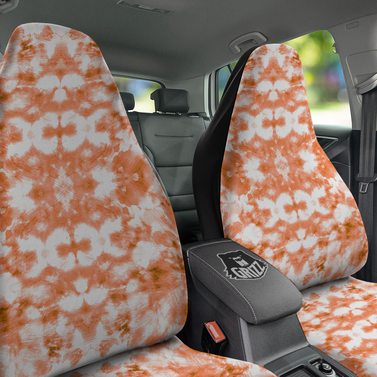 Rusty Tie Dye Orange Watercolor Print Car Seat Covers-grizzshop