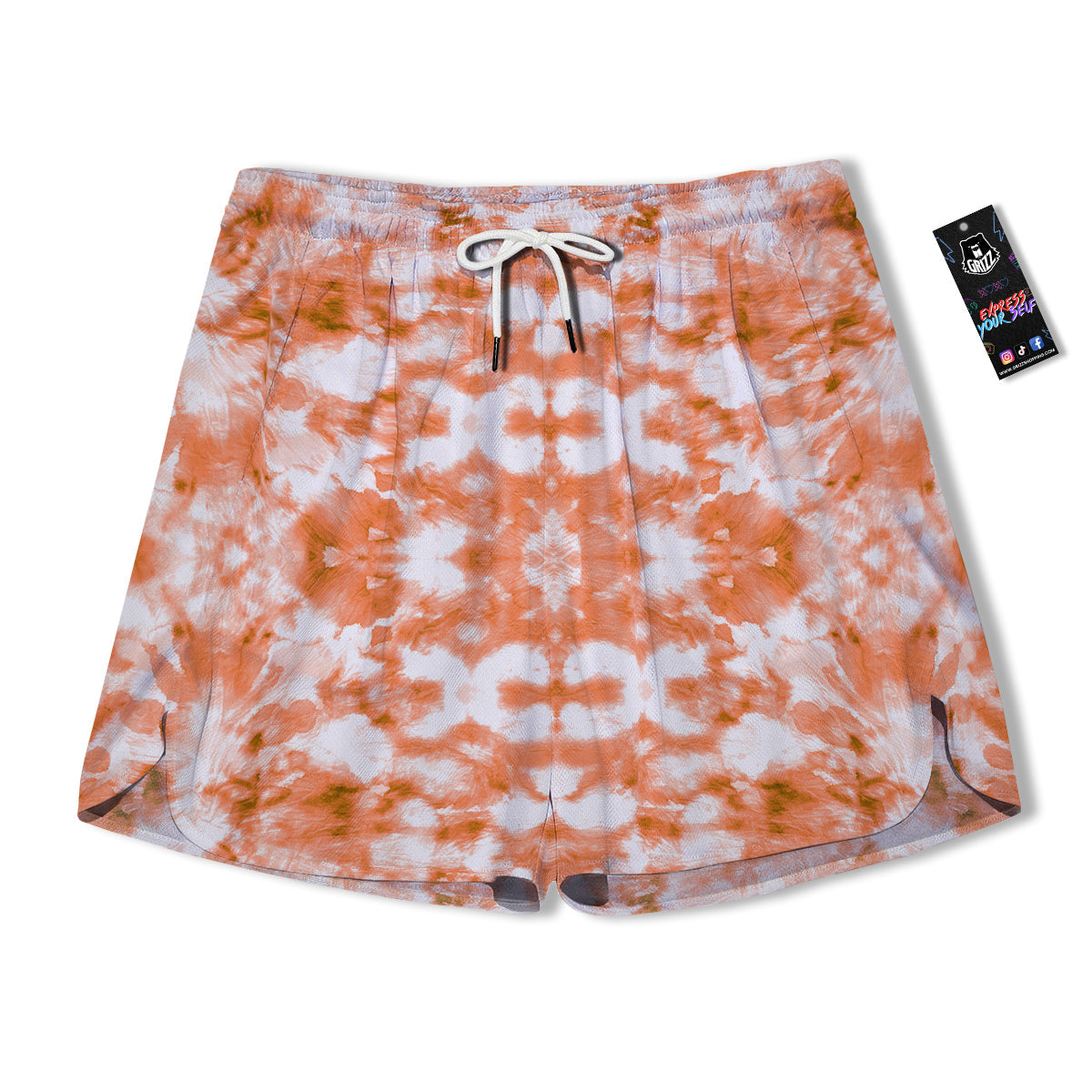 Rusty Tie Dye Orange Watercolor Print Men's Running Shorts-grizzshop