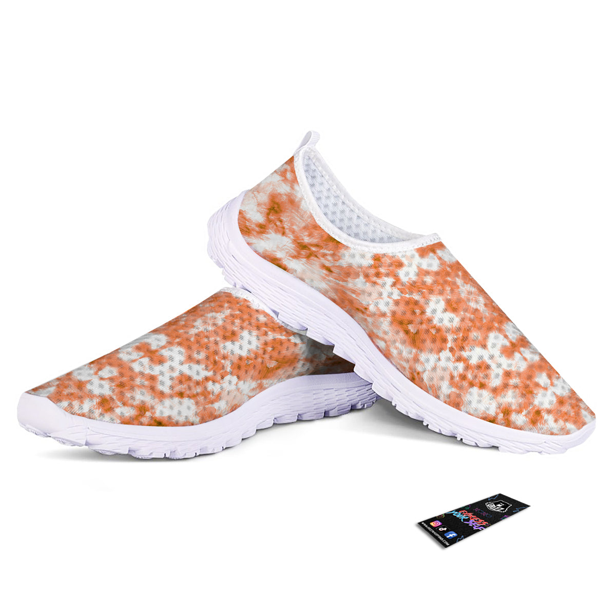 Rusty Tie Dye Orange Watercolor Print Nurse Shoes-grizzshop