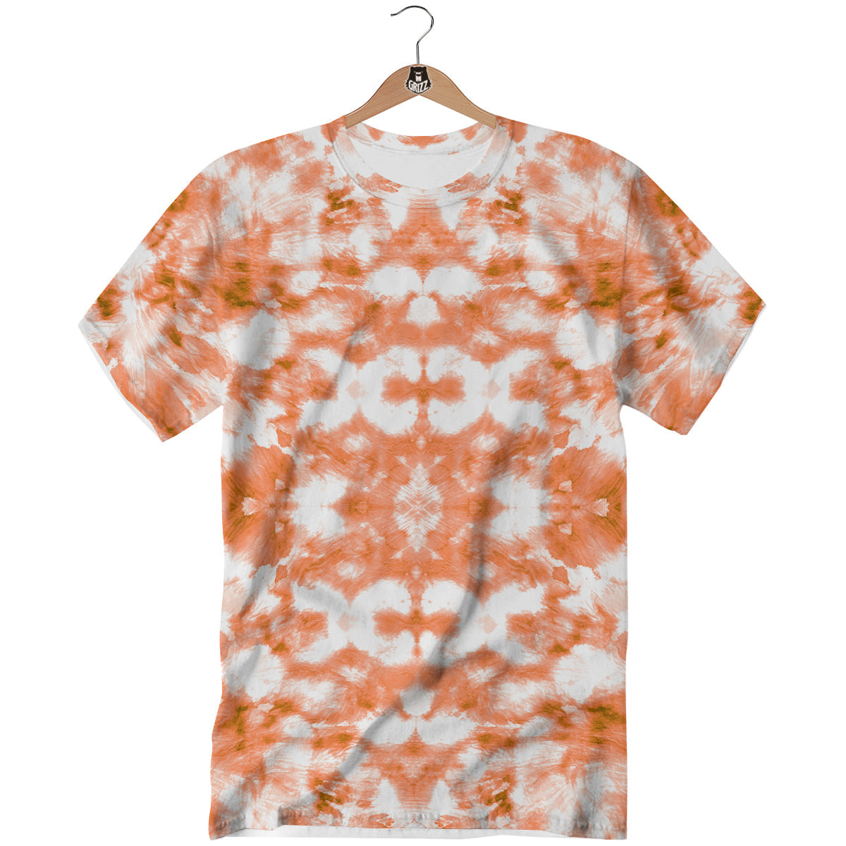 Rusty Tie Dye Orange Watercolor Print T-Shirt-grizzshop