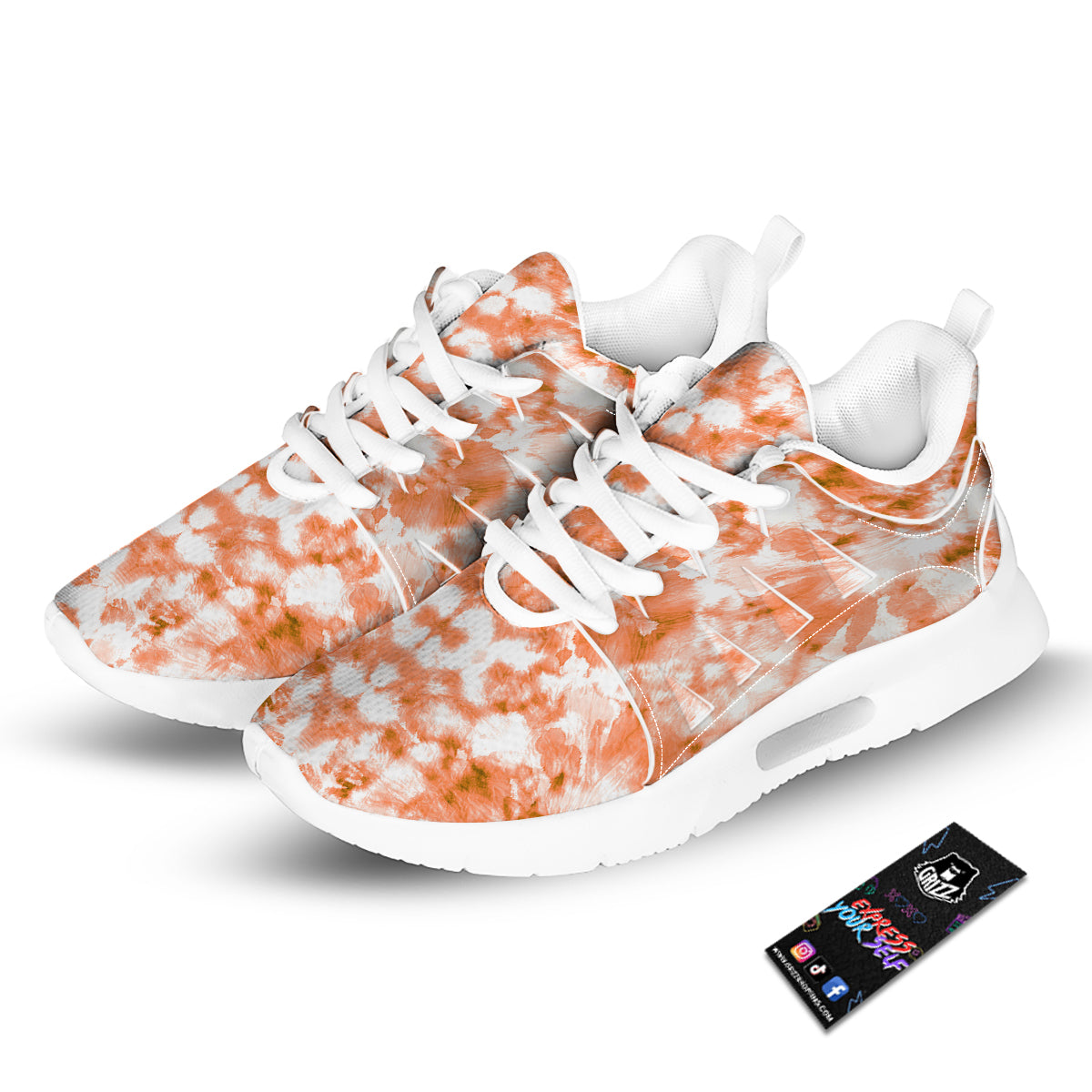 Rusty Tie Dye Orange Watercolor Print Tennis Shoes-grizzshop