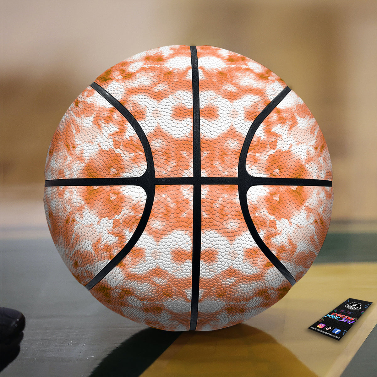 Rusty Tie Dye Orange Watercolor Print Basketball