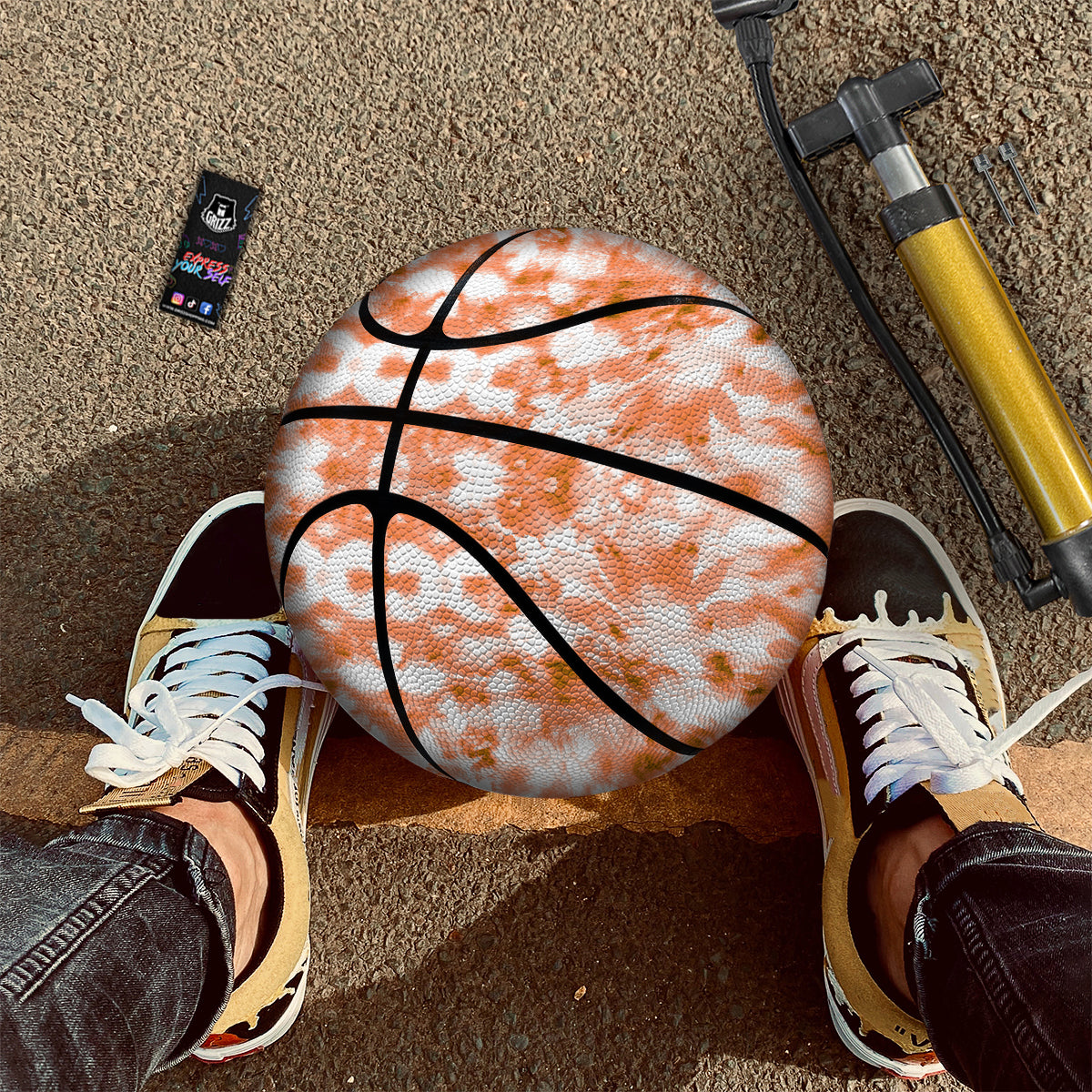 Rusty Tie Dye Orange Watercolor Print Basketball
