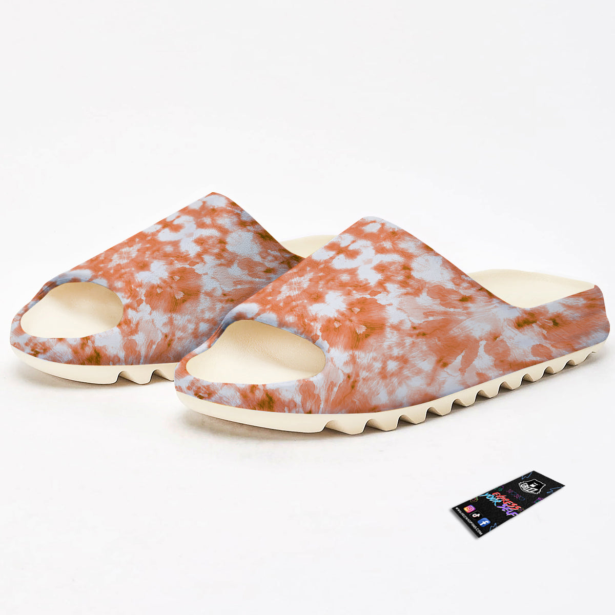 Rusty Tie Dye Orange Watercolor Print Sandals-grizzshop