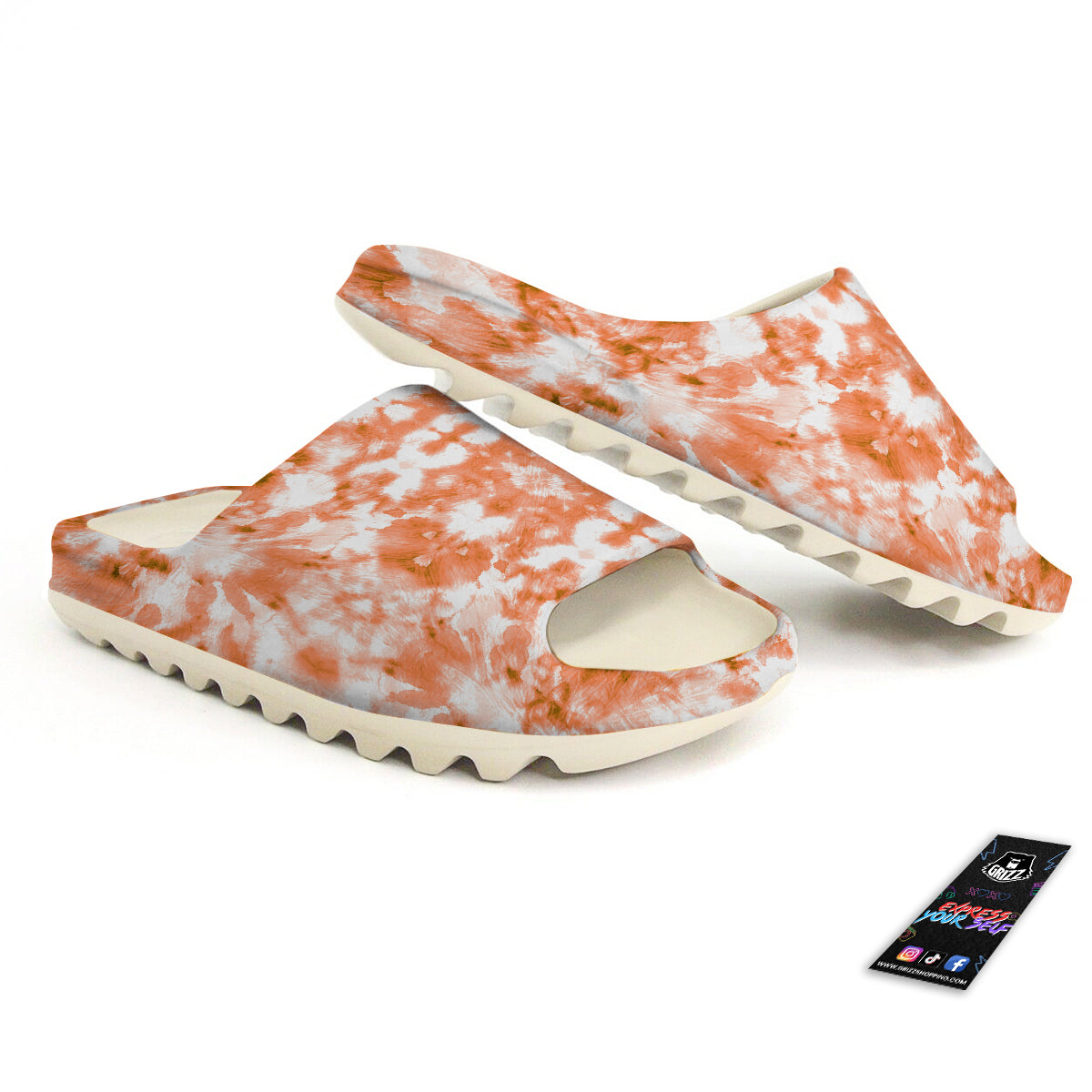 Rusty Tie Dye Orange Watercolor Print Sandals-grizzshop
