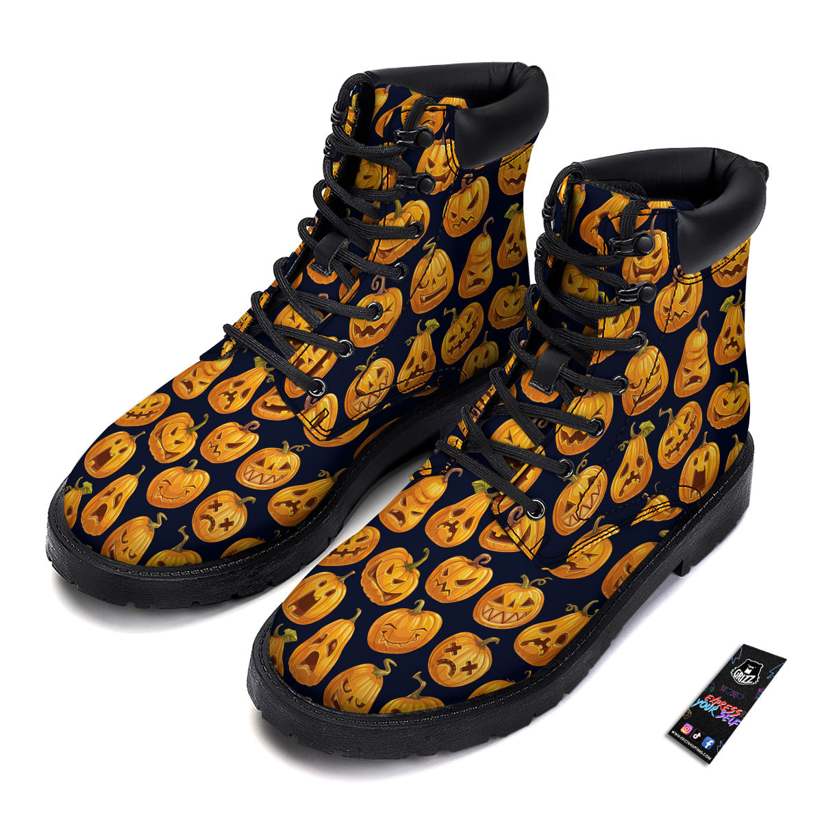 Sacry Halloween Pumpkins Print Pattern Boots-grizzshop