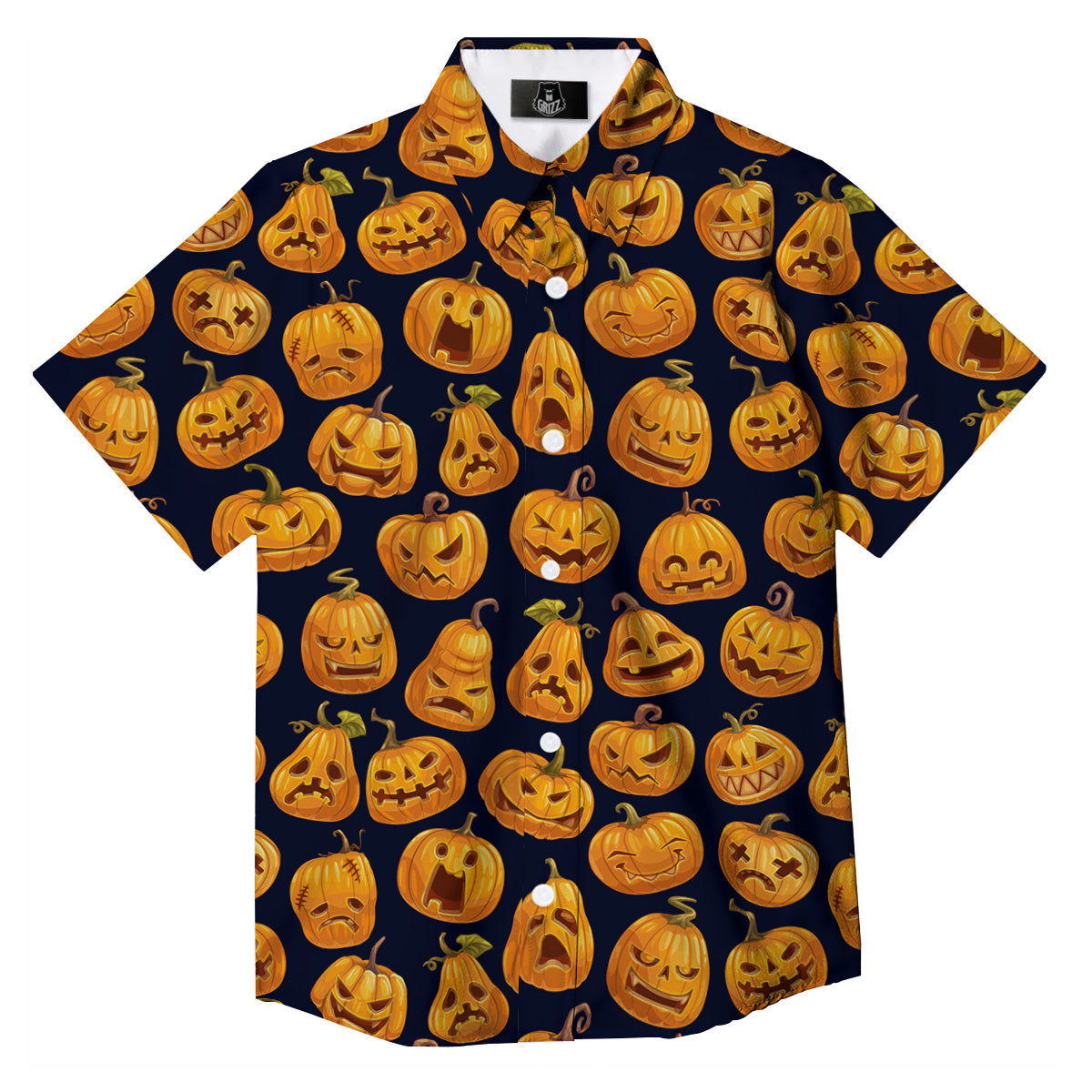 Sacry Halloween Pumpkins Print Pattern Button Up Shirt-grizzshop