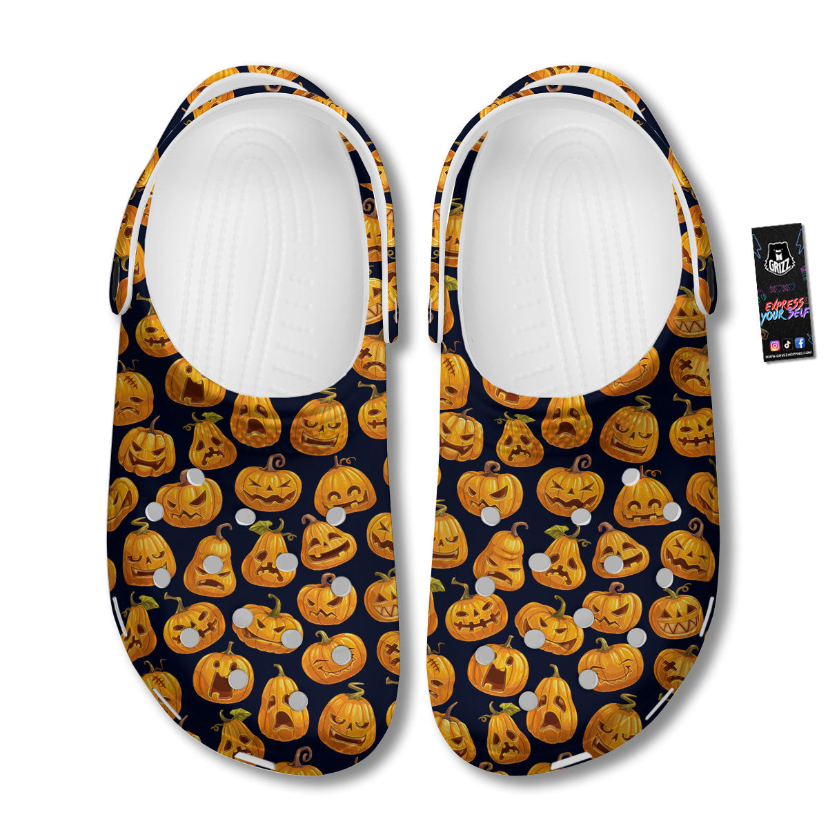 Sacry Halloween Pumpkins Print Pattern Clog-grizzshop