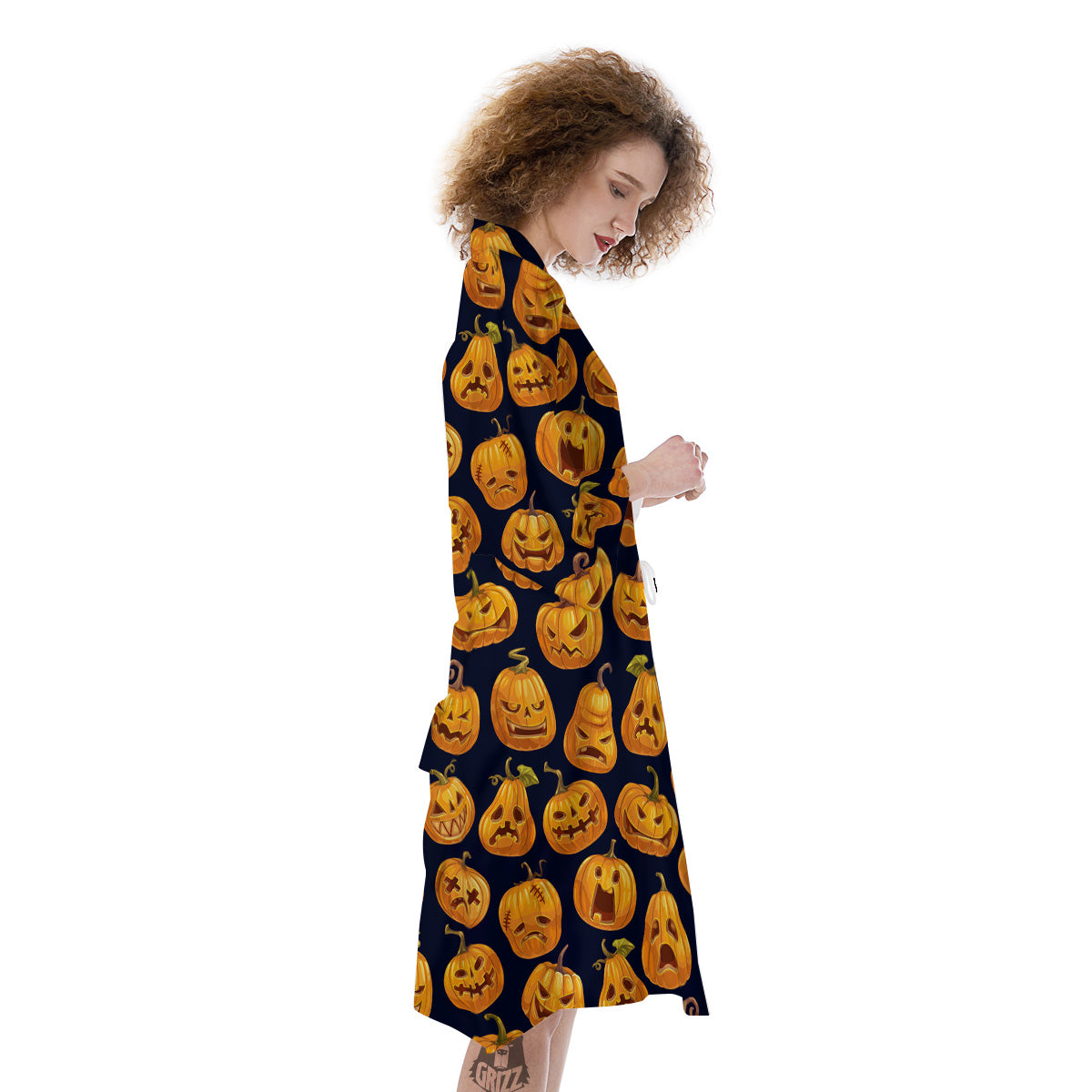 Sacry Halloween Pumpkins Print Pattern Kimono-grizzshop