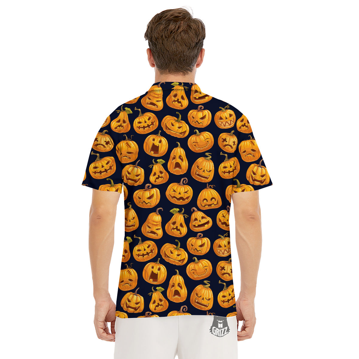 Sacry Halloween Pumpkins Print Pattern Men's Golf Shirts-grizzshop