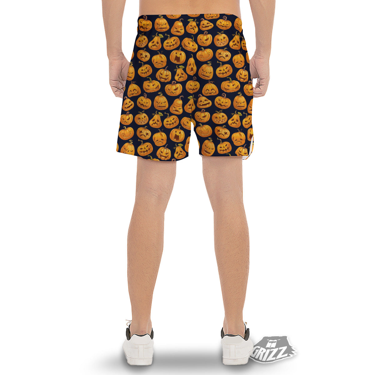 Sacry Halloween Pumpkins Print Pattern Men's Gym Shorts-grizzshop