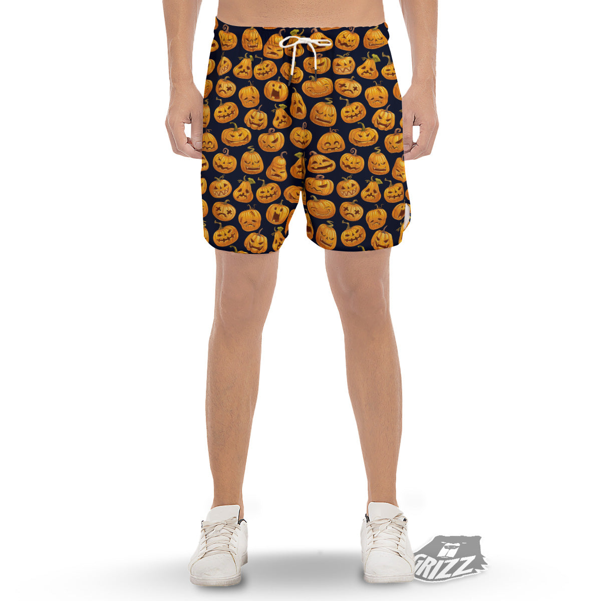 Sacry Halloween Pumpkins Print Pattern Men's Gym Shorts-grizzshop